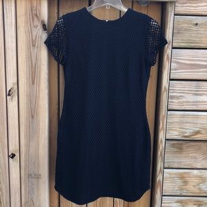 Like new! BANANA REPUBLIC Mesh Overlay Zip Back Dress in Navy